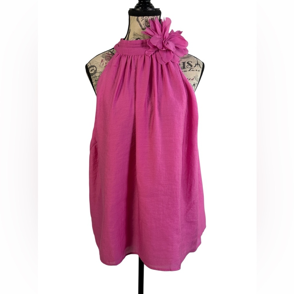 Entro Pink Colette Floral Halter Top Large NWOT